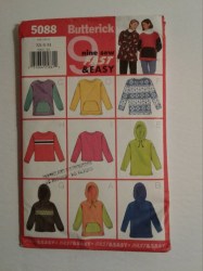 5088 BUTTERICK 9 GREAT SWEAT FLEECE TOPS HOODIES OR NOT PATTERN XS-M